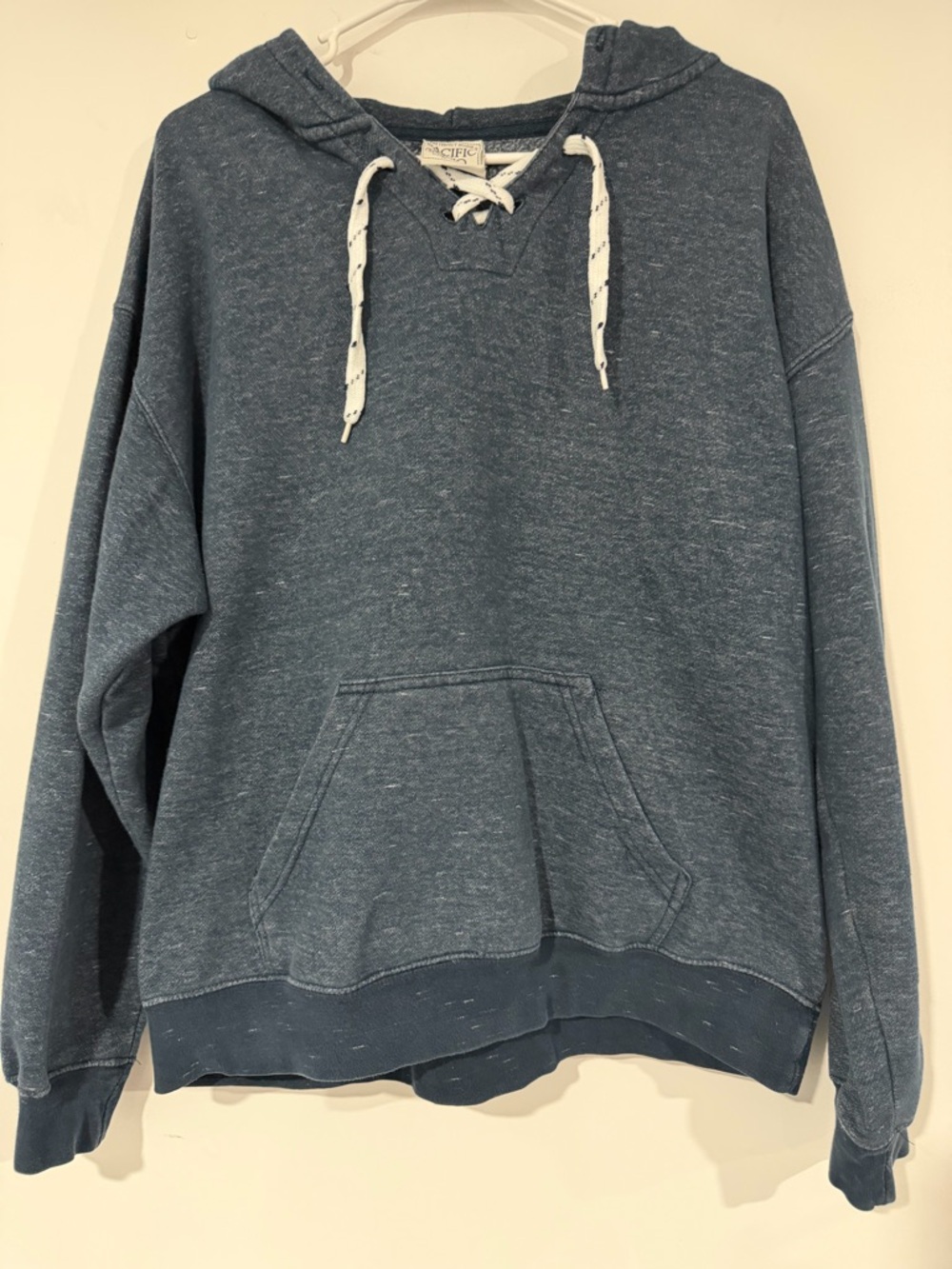 Pacifica Men’s Slate Blue Lace-Up Crewneck Hoodie